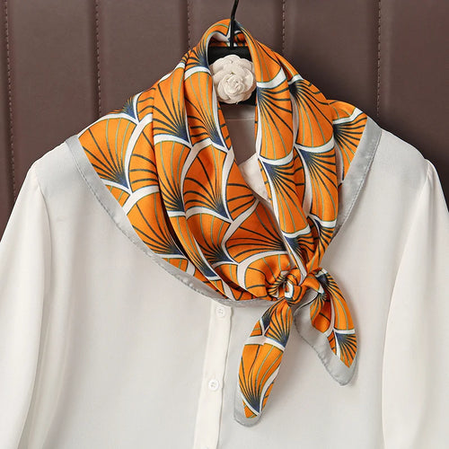 Luxury Print Satin Silk Square Scarf for Women Shawl Hijab Neckerchief