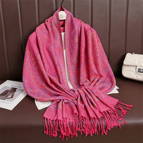 Women Paisley Scarf Cashmere Feeling Pashmina Shawls Tassel Hijab Head