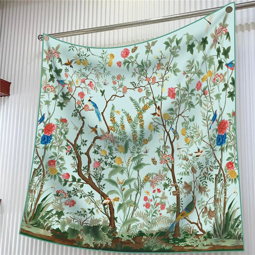 VREOVOR 90Cm French Birds Jungle Flowers High Quality Twill Travel