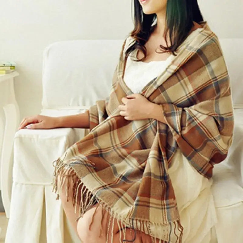 Winter Female Lattice Imitation Cashmere Scarf Autumn And Winter Thick
