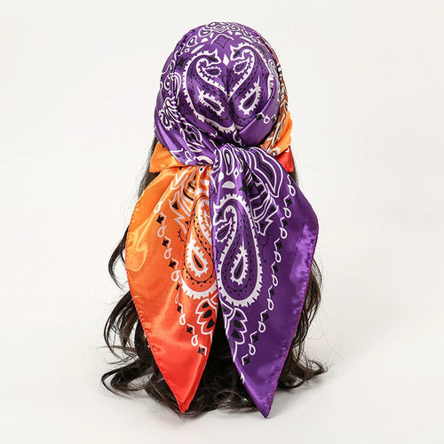 Satin Square Scarf Women Muslim Hijab Elegant 2023 Print Silk