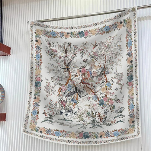 VREOVOR 90Cm French Birds Jungle Flowers High Quality Twill Travel