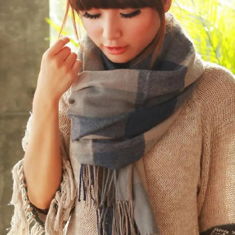 Winter Female Lattice Imitation Cashmere Scarf Autumn And Winter Thick