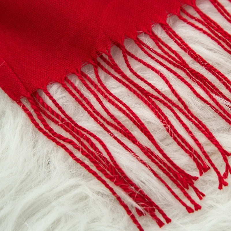 Fashion Solid Color 2023 Women Scarf Winter Hijabs Tessale Tassels