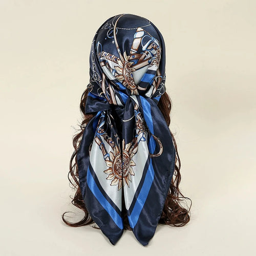 Satin Square Scarf Women Muslim Hijab Elegant 2023 Print Silk