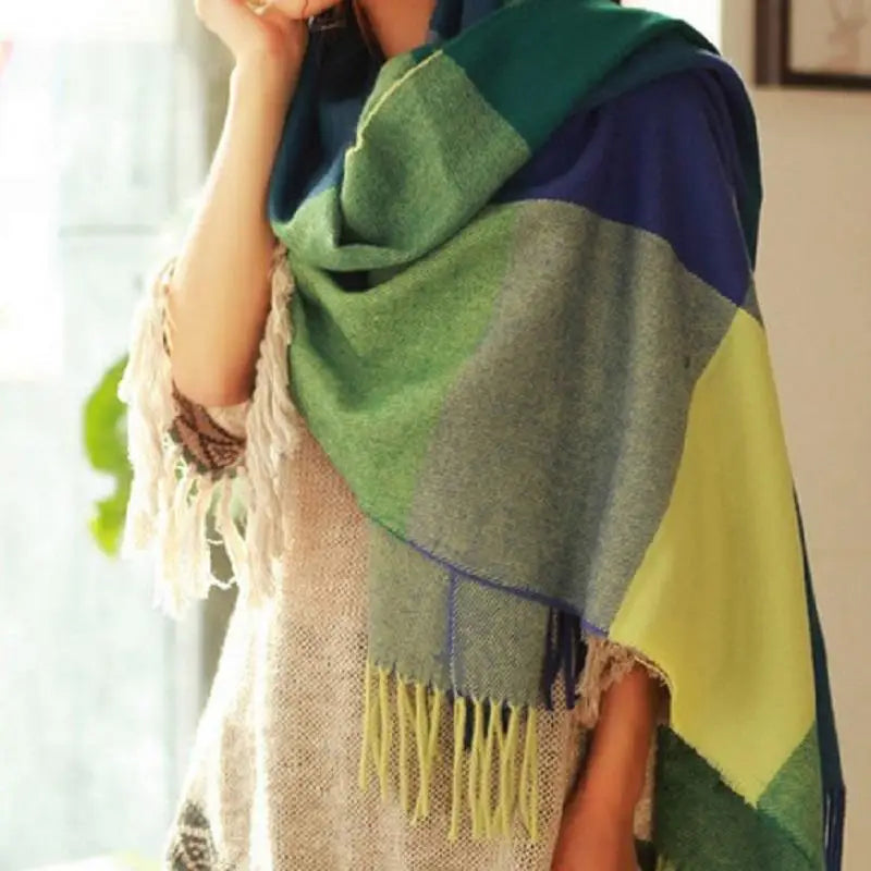 Winter Female Lattice Imitation Cashmere Scarf Autumn And Winter Thick