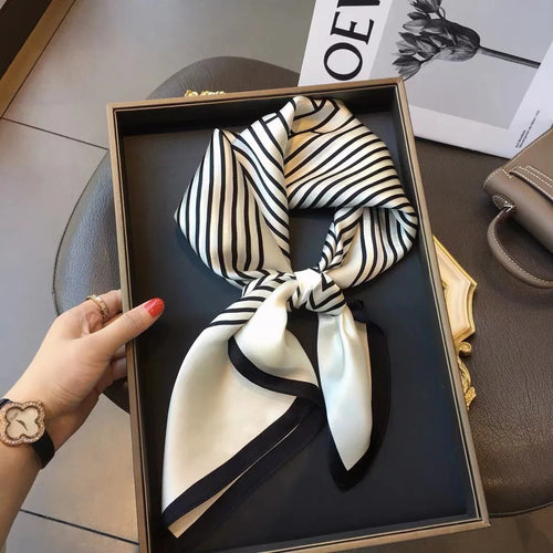 Fashion Luxury Brand 70cm Silk Square Scarf Women Satin Neck Tie