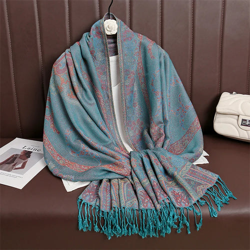 Women Paisley Scarf Cashmere Feeling Pashmina Shawls Tassel Hijab Head