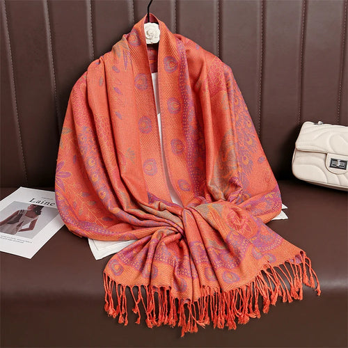 Women Paisley Scarf Cashmere Feeling Pashmina Shawls Tassel Hijab Head