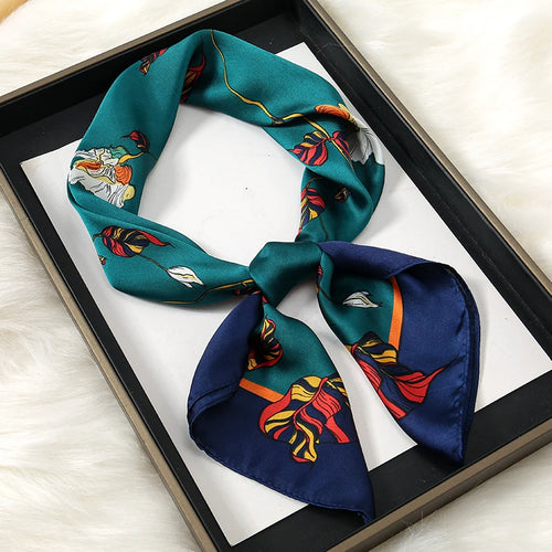 Luxury Print Satin Silk Square Scarf for Women Shawl Hijab Neckerchief