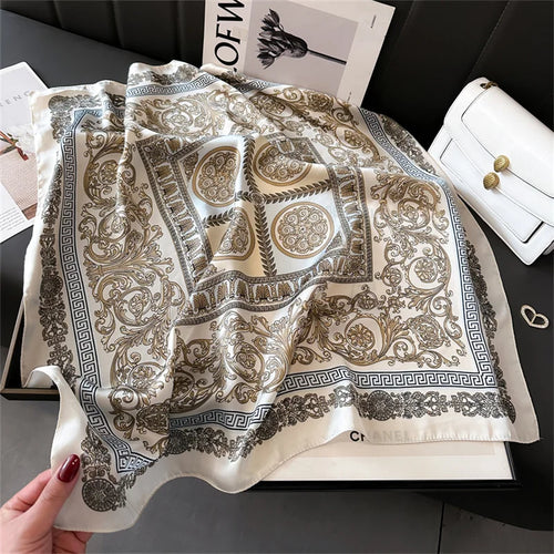 2024 New Fashion 70X70cmPrinted Women's Scarf Pashmina Silk Scarf
