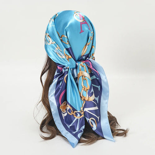 Satin Square Scarf Women Muslim Hijab Elegant 2023 Print Silk