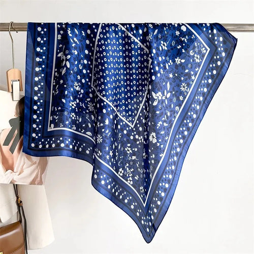 Luxury Print Silk Feeling Square Scarf Women Spring Neck Tie Shawl