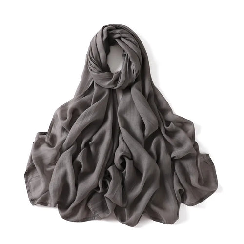 Women Big Size Plain Solid Cotton Rayon Hijab Scarf Lady High Quality