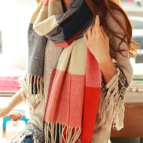 Winter Female Lattice Imitation Cashmere Scarf Autumn And Winter Thick