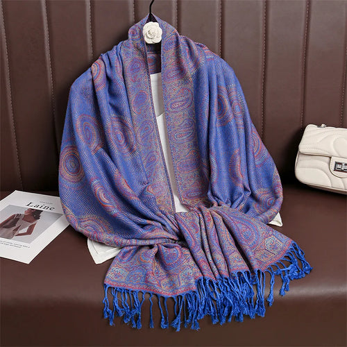 Women Paisley Scarf Cashmere Feeling Pashmina Shawls Tassel Hijab Head