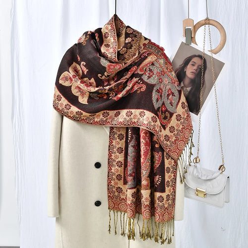 Ethnic Paisley Embroidery Viscose Hijab Retro Cashew Cotton Muslim