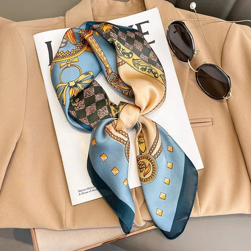 2024 Neckerchief Female Luxury Square Scarf for Women Silk Shawl Satin