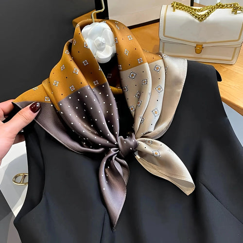 Fashion Luxury Brand 70cm Silk Square Scarf Women Satin Neck Tie