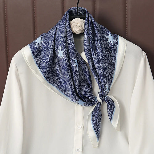 Luxury Print Satin Silk Square Scarf for Women Shawl Hijab Neckerchief