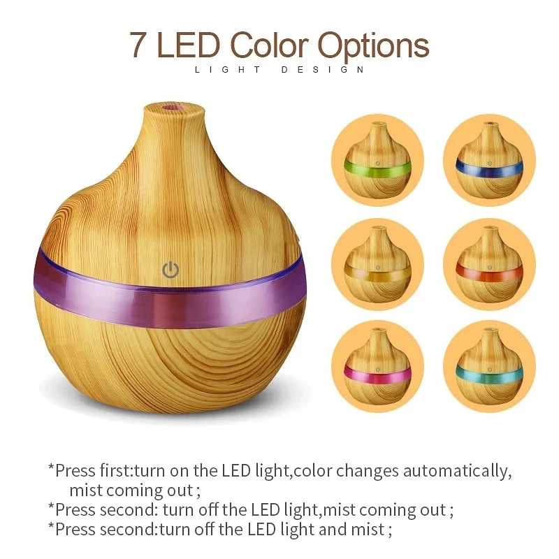 Humidifier Electric Aroma Air Diffuser Wood Ultrasonic Air Humidifier