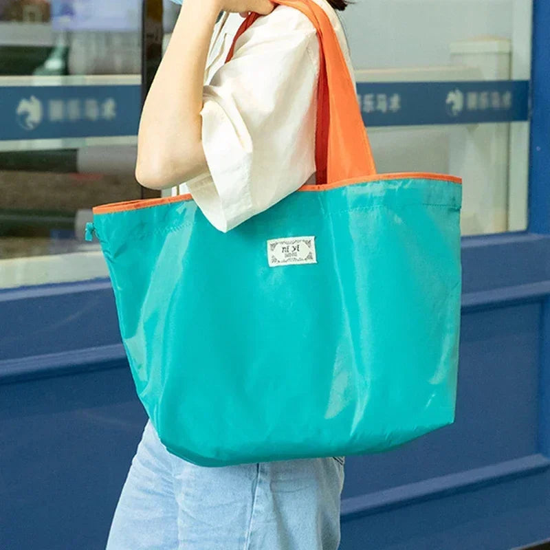Foldable Eco-Friendly Shoulder Bags Women's Reusable Grocery Bag Large
