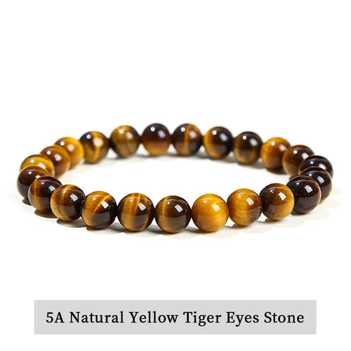JD Natural Stone Beads Bracelet Amethyst Tiger Eye Crystal Quartz
