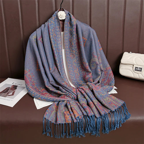 Women Paisley Scarf Cashmere Feeling Pashmina Shawls Tassel Hijab Head