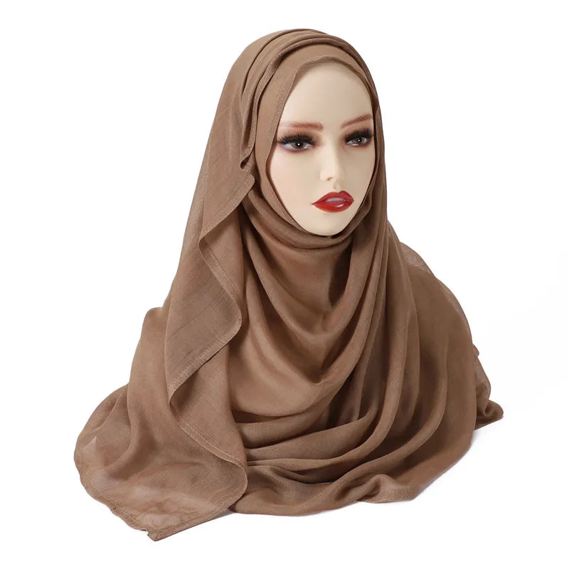 Women Big Size Plain Solid Cotton Rayon Hijab Scarf Lady High Quality