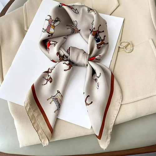 Fashion Luxury Brand 70cm Silk Square Scarf Women Satin Neck Tie