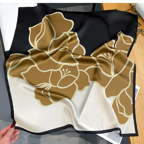 2024 Neckerchief Female Luxury Square Scarf for Women Silk Shawl Satin
