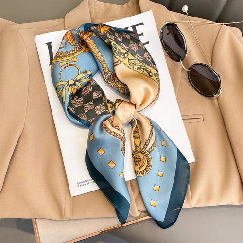 2024 New Fashion 70X70cmPrinted Women's Scarf Pashmina Silk Scarf