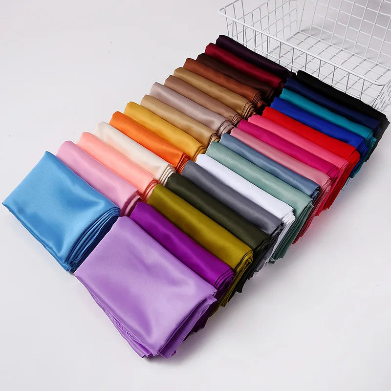 90*90cm Silk Scarves Women Square Satin Hijab Scarf Plain Handkerchief
