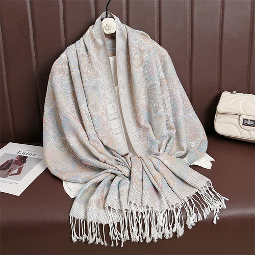 Women Paisley Scarf Cashmere Feeling Pashmina Shawls Tassel Hijab Head
