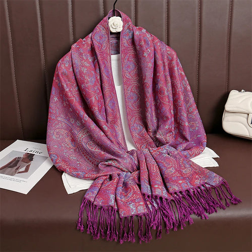 Women Paisley Scarf Cashmere Feeling Pashmina Shawls Tassel Hijab Head