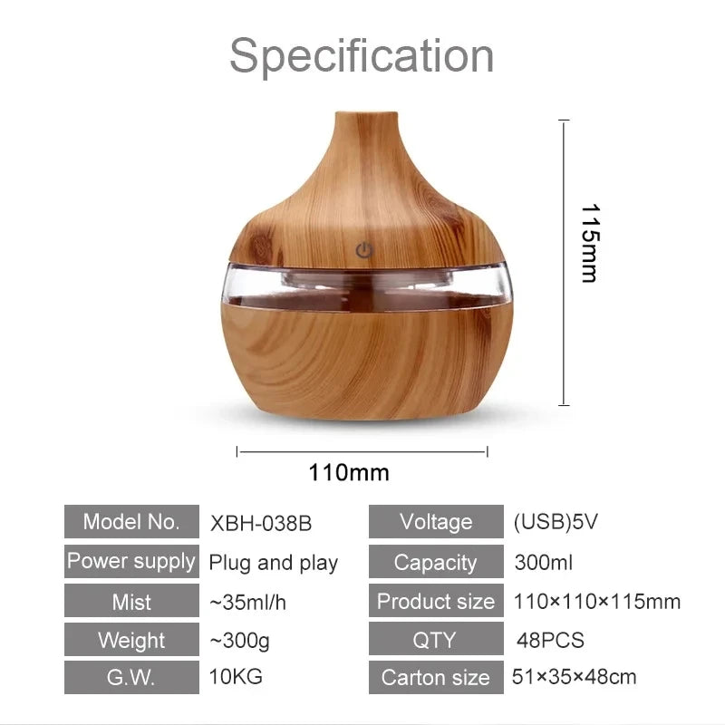 Humidifier Electric Aroma Air Diffuser Wood Ultrasonic Air Humidifier