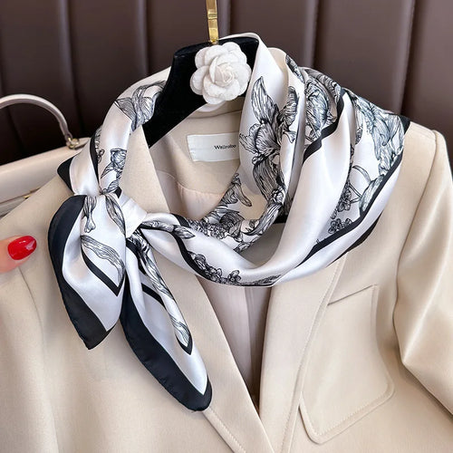 2024 New Fashion 70X70cmPrinted Women's Scarf Pashmina Silk Scarf