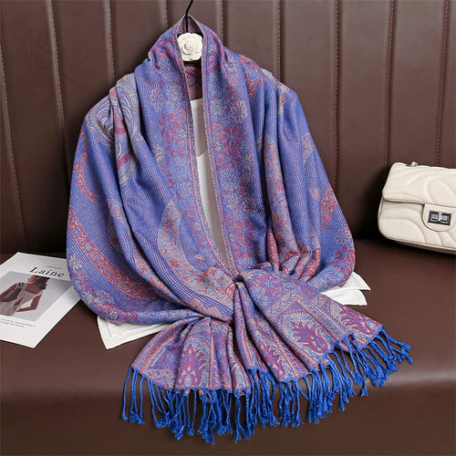 Women Paisley Scarf Cashmere Feeling Pashmina Shawls Tassel Hijab Head