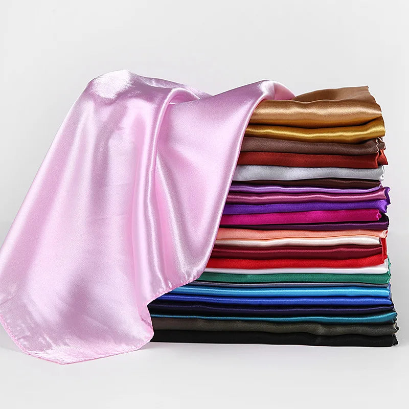 90*90cm Silk Scarves Women Square Satin Hijab Scarf Plain Handkerchief