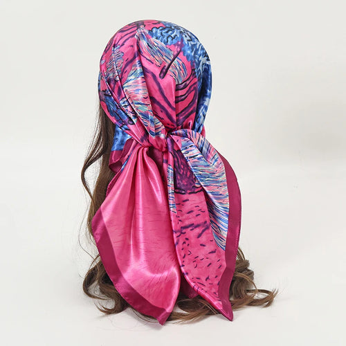 Satin Square Scarf Women Muslim Hijab Elegant 2023 Print Silk