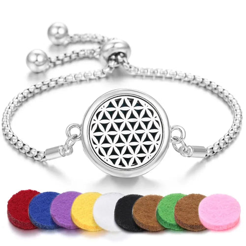 Tree of Life Aromatherapy Bracelet Open Lockets Bangle Essential Oil