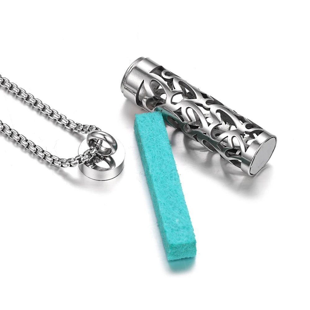 Long Strip Stainless Steel Aromatherapy Necklace Perfume Diffuser