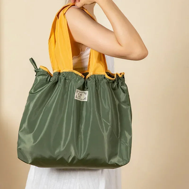 Foldable Eco-Friendly Shoulder Bags Women's Reusable Grocery Bag Large