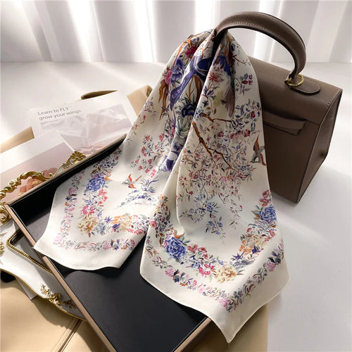 2024 New Fashion 70X70cmPrinted Women's Scarf Pashmina Silk Scarf