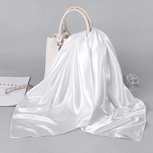 90*90cm Silk Scarves Women Square Satin Hijab Scarf Plain Handkerchief