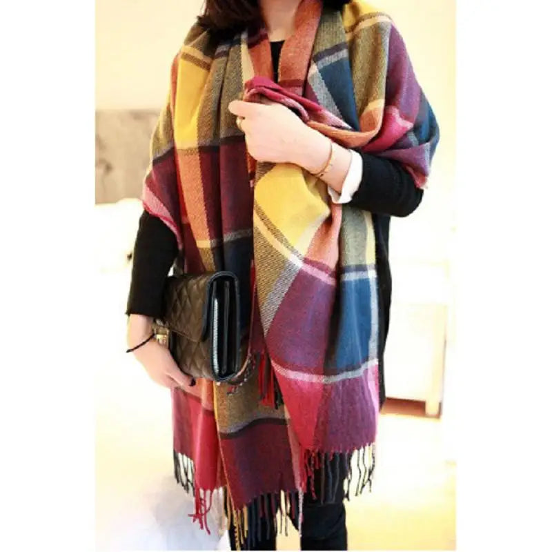 Winter Female Lattice Imitation Cashmere Scarf Autumn And Winter Thick