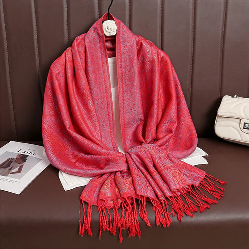 Women Paisley Scarf Cashmere Feeling Pashmina Shawls Tassel Hijab Head