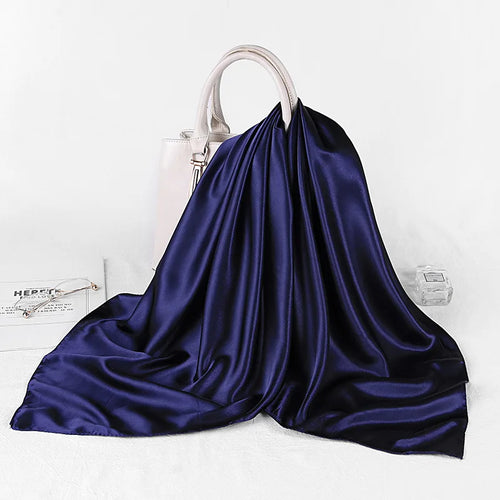 90*90cm Silk Scarves Women Square Satin Hijab Scarf Plain Handkerchief