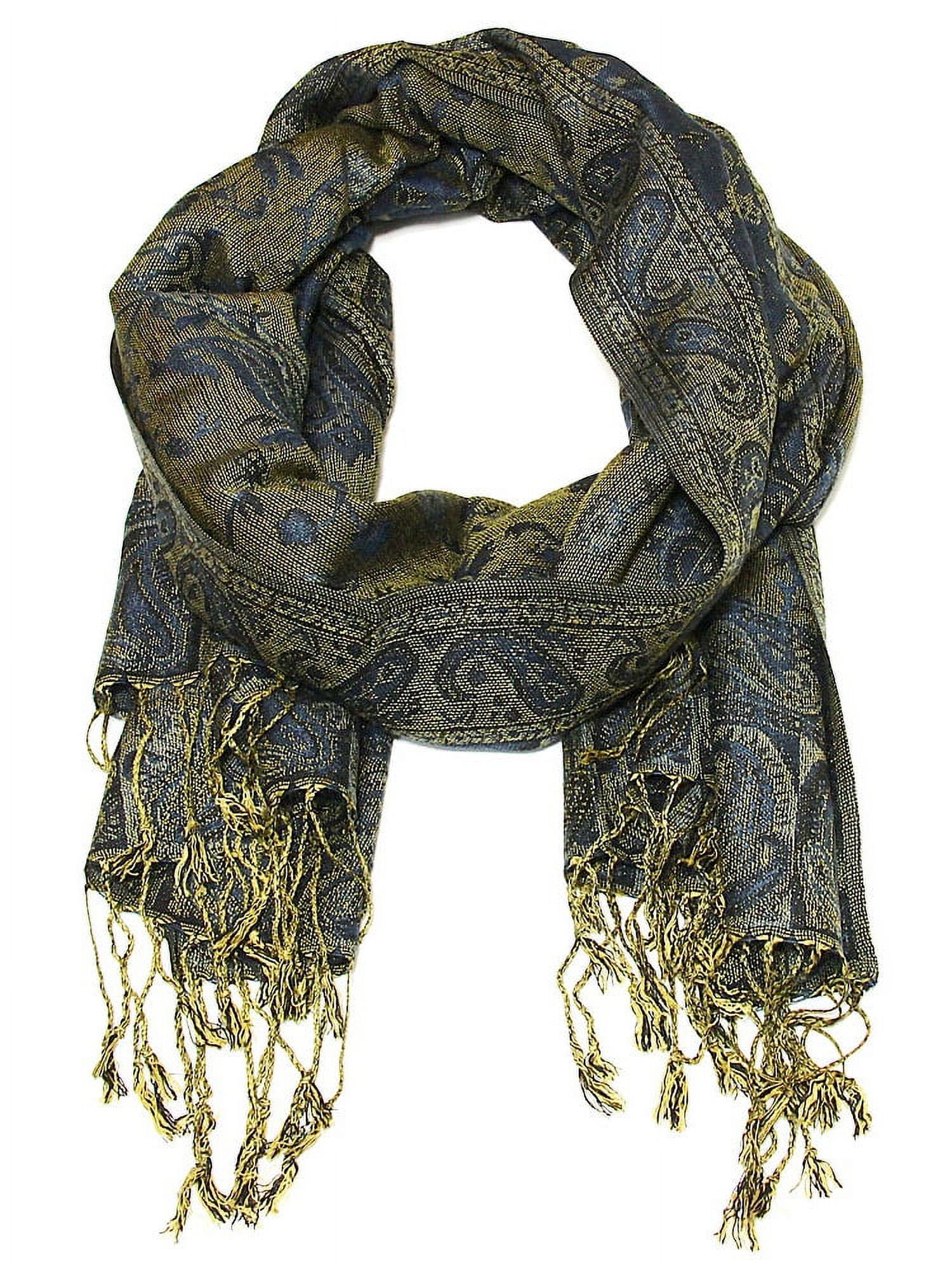 Women'S Reversible Paisley Woven Pashmina Shawl Wrap Scarf 80" X 27" Navy
