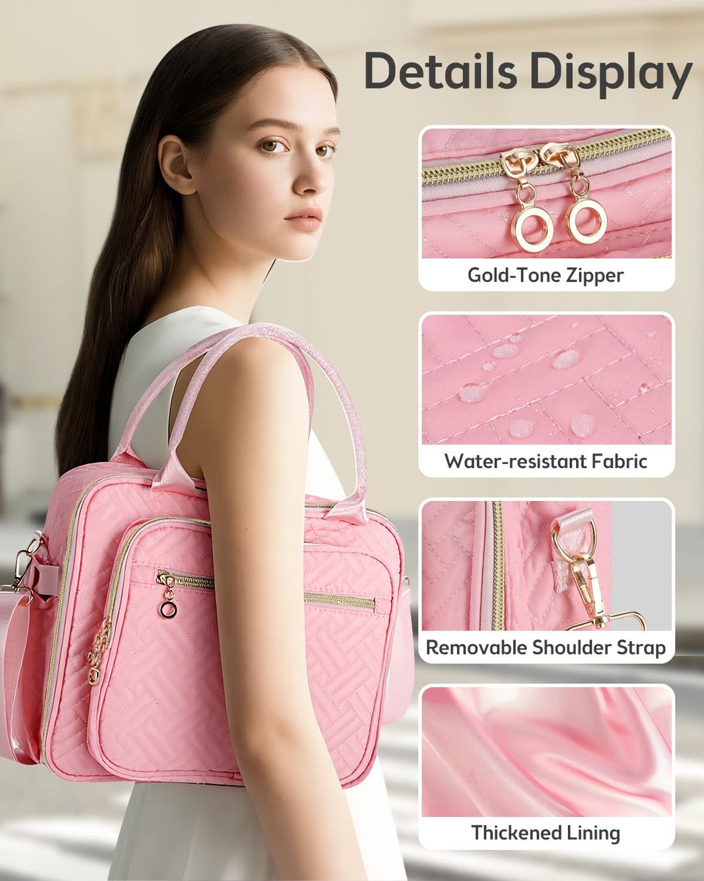 Large Women's Bible Cover with Shoulder Strap - Pink Bible Case